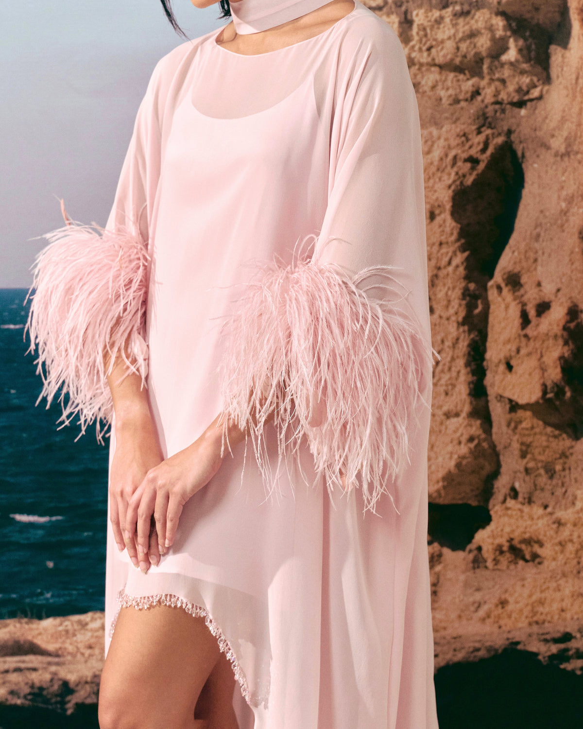 DIANA ALBA OSTRICH FEATHERS KAFTAN
