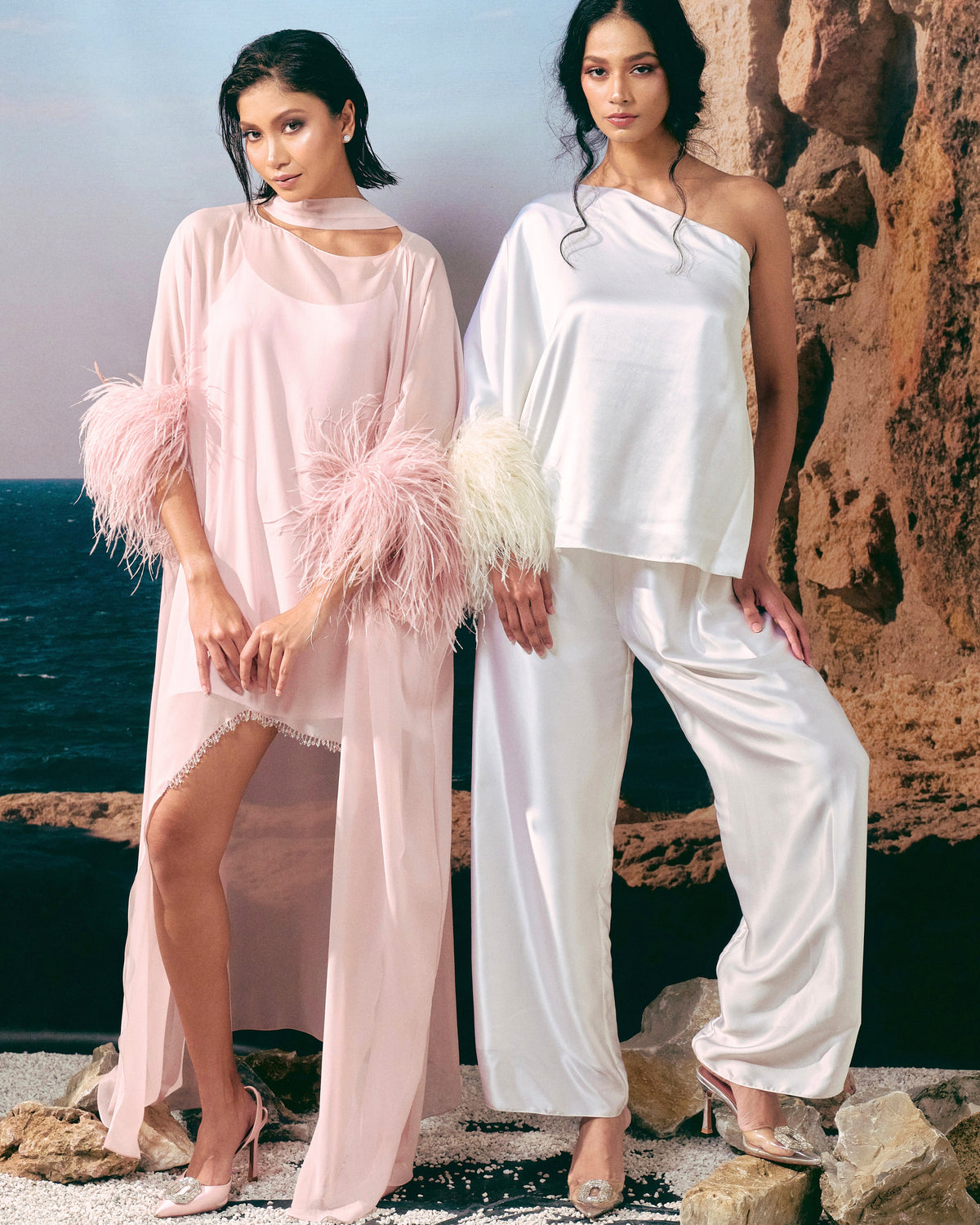 DIANA ALBA OSTRICH FEATHERS KAFTAN