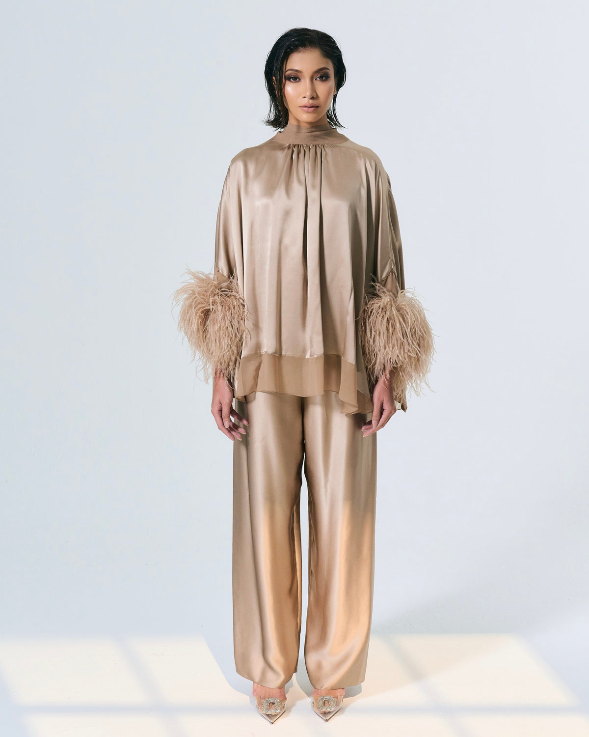 DIANA SILK OSTRICH FEATHERS SET (NUDE)